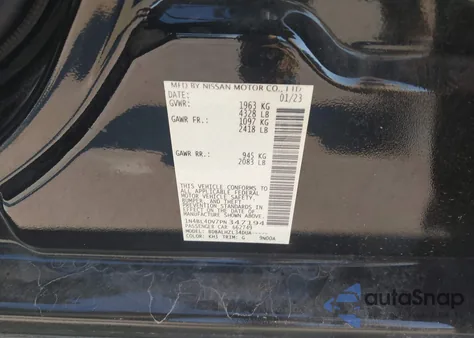 2023 Nissan Altima Sv Fwd z USA, uszkodzony, nr VIN 1N4BL4DV7PN347194